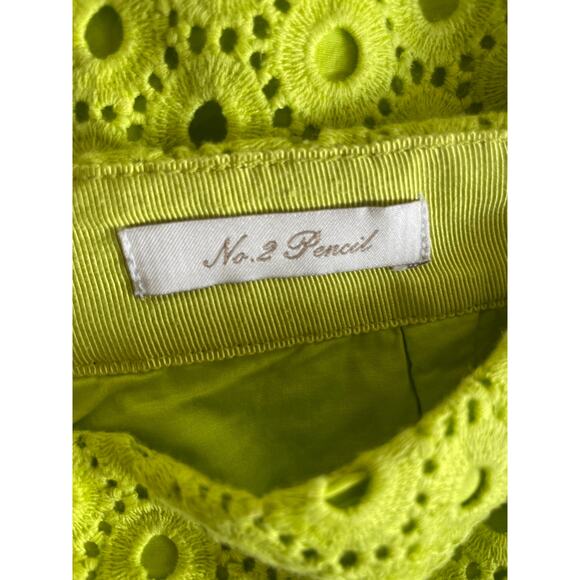 J. Crew 100% Cotton Citron Green Circle Eyelet No 2 Pencil Skirt • Size 2 - Picture 6 of 7